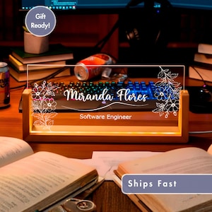 Software Engineer Personalized Desk Lamp - Custom Name LED Office Light Gift for Coder, Programmer, Developer, or Career Promotion