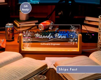 Software Engineer Personalized Desk Lamp - Custom Name LED Office Light Gift for Coder, Programmer, Developer, or Career Promotion