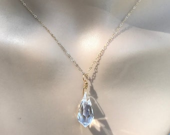 Crystal Teardrop Pendant Necklace