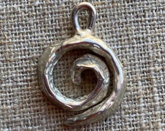 Koru - swirl charm pendant only, sterling silver spiral pendant NOT on chain or cord. (Charm only.)
