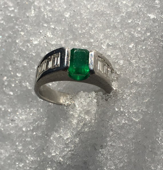 1 Ct. Emerald in Platinum cocktail ring with 1 Ct… - image 4