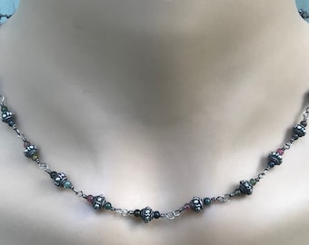 Vintage style silver and tourmaline necklace