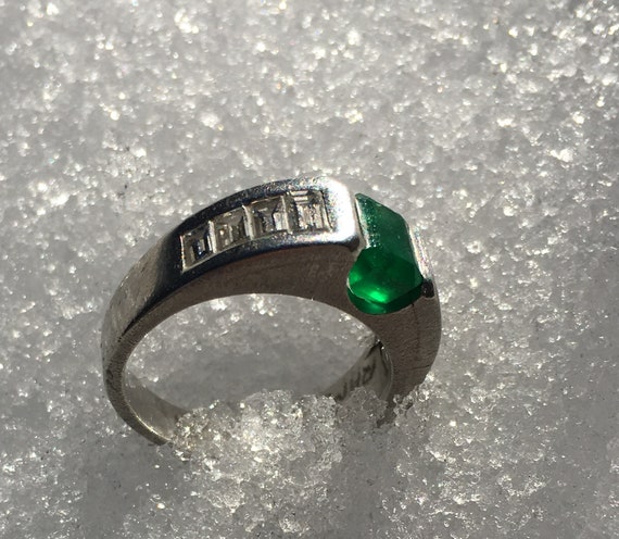 1 Ct. Emerald in Platinum cocktail ring with 1 Ct… - image 5
