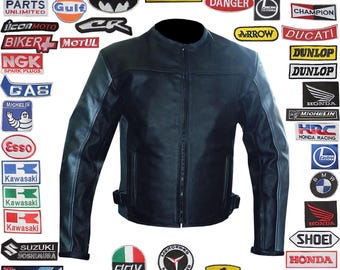 Custom Cowhide Leather Motorcycle Jacket: Black Biker Racing Jacket