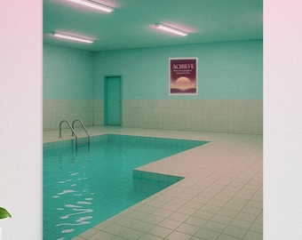 Vaporwave Poolroom Art Print: Retro Dreamcore Wall Decor (Unframed)