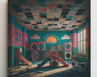 Forgotten Playground No. 32 – Liminal Abandoned Childhood Canvas Art