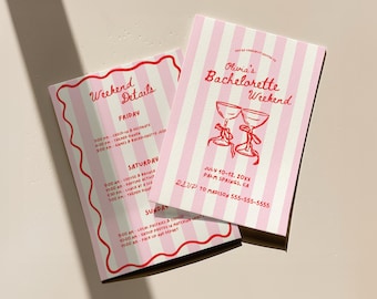Pink Bachelorette Invitation Pink Bach Itinerary Bachelorette Party Invite Bachelorette Weekend Itinerary Pink Bach Theme Itinerary Custom