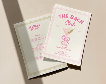 The Bach Club Itinerary Bachelorette Weekend Itinerary Bach Party Invite Personalized Cocktail Bachelorette Invite Custom Beach Club Martini