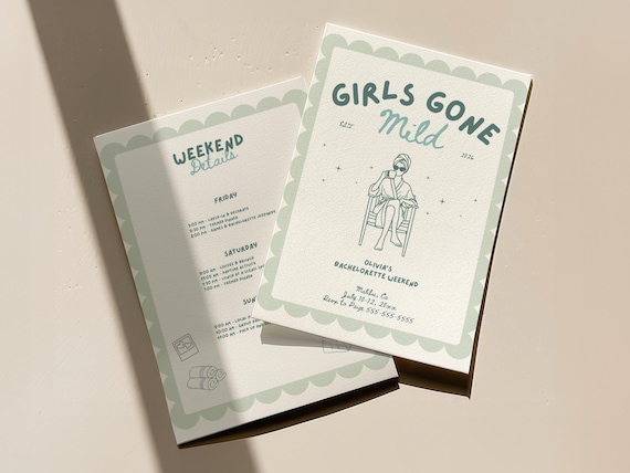 Girls Gone Mild Bachelorette Invitation Spa Bach Itinerary Bachelorette Party Invite Bachelorette Weekend Itinerary Bach Weekend Spa Party