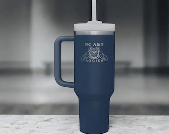 NCAT Stanley NC A&T Aggies 40oz. Travel Tumbler Cup with Handle (Modeled after Stanley Cup)