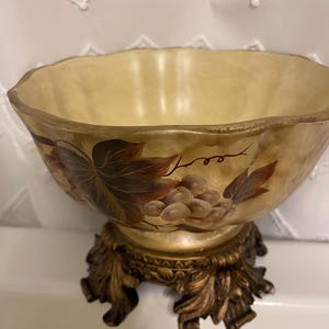 Vintage Pedestal Bowl with Scalloped egde