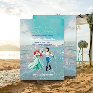 Faire-part de mariée « Ariel » La petite sirène pour toujours | Invitation numérique modifiable de conte de fées