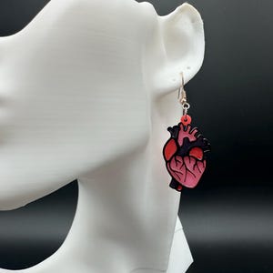 Realistic Heart Earrings | 3D Printed Medical Jewelry, Nurse Doctor Gift