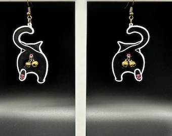 Lustige Katzenohrringe: 3D gedruckter Jingle Ball Schmuck, Geschenk für Katzenliebhaber