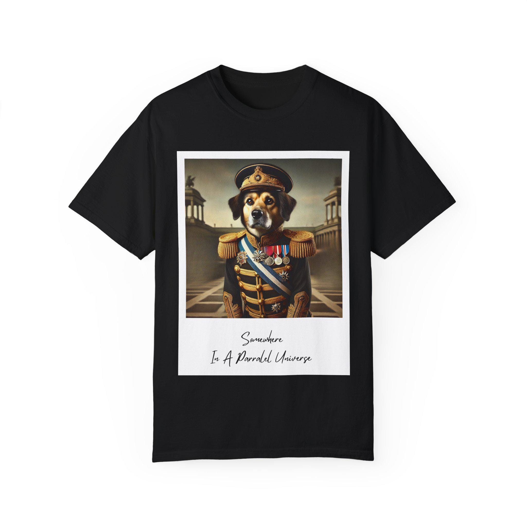 Army General Dog T-shirt, Military Pet Tee, Patriotic Animal Shirt, Cute Dog Lover Gift, Unisex Garment-Dyed Top