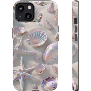 Ocean-Inspired Tough Cases, Coastal Aesthetic Phone Case, Beach Lover&#39;s Gift, Summer Vibes Tech Accessory, Nautical Shells Design