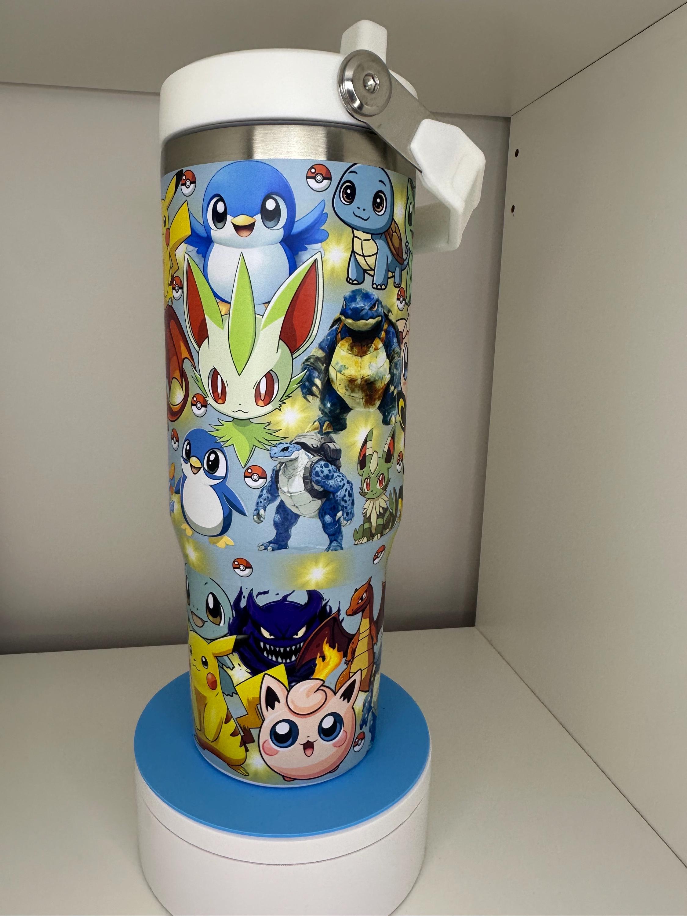 30oz Animated Creatures  Matte Water Bottle Tumbler with Flip Straw
