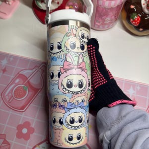30oz Cute Monster Bubu Water Bottle Tumbler