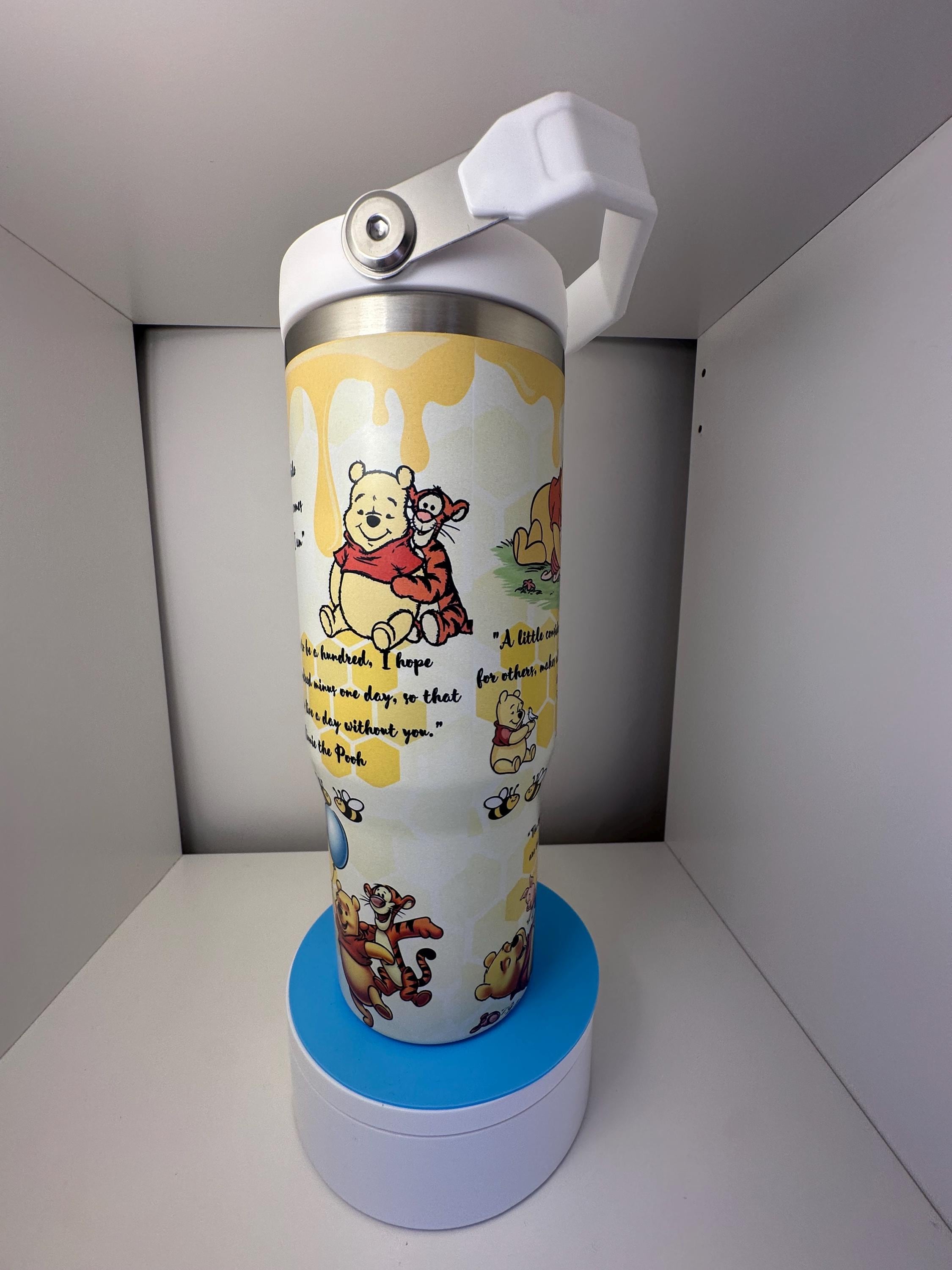 30oz  Cartoon Bear Matte Water Bottle Tumbler with Flip Straw