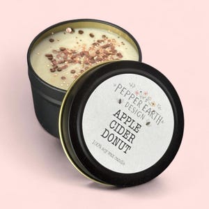 Apple Cider Donut Scented Soy Candle ~ Eco-Friendly Vegan Wax Fall Container Candle