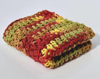 Handmade Crocheted Cotton Dishcloth: Multicolored Kitchen Washcloth