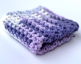 Handmade Crocheted Cotton Dishcloth: Purple Multicolored Washcloth