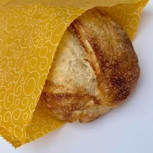 Beeswax Bread Bag | 13x15 Inch Reusable Food Storage | Sustainable Zero Waste Kitchen Plastic Wrap Sourdough XL Eco-Friendly Gold Bread Wrap