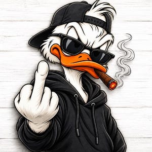 Anka långfinger PNG, rolig oförskämd anka Clipart, rökande anka sublimeringsdesign, sarkastisk anka digital nedladdning, T-shirtgrafik