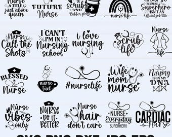 Nurse SVG Bundle | Medical Clipart, RN Quotes (Instant Download)