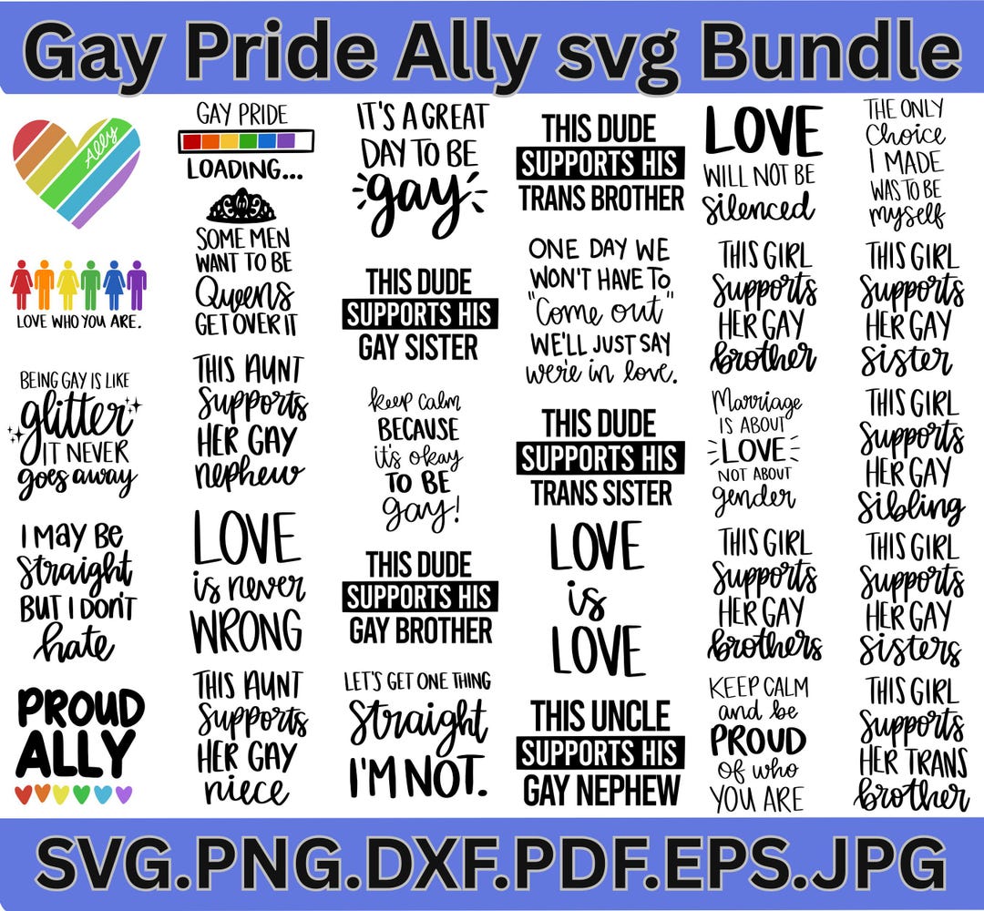 Gay Pride Ally SVG Bundle, LGBTQ+ Support Designs (digital Download) - Etsy