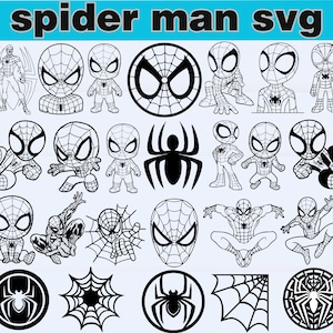Spiderman SVG Bundle | Superhero Spider Vector Files for Cricut, Silhouette, Kids Party, Birthday Decor, Comic Crafts