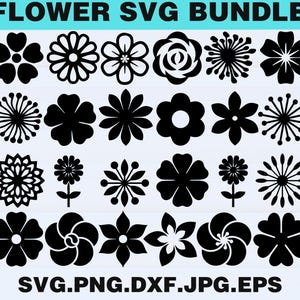 Wildflower SVG Bundle: Boho Floral Clipart, Cricut Cut Files (Digital Download)