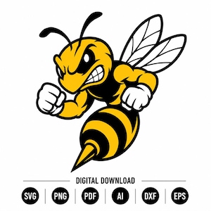 Arg bålgeting SVG, bimaskot SVG, geting Clipart, gul jacka klippfil, insektmaskotdesign, Cricut Png Pdf Ai Dxf Eps
