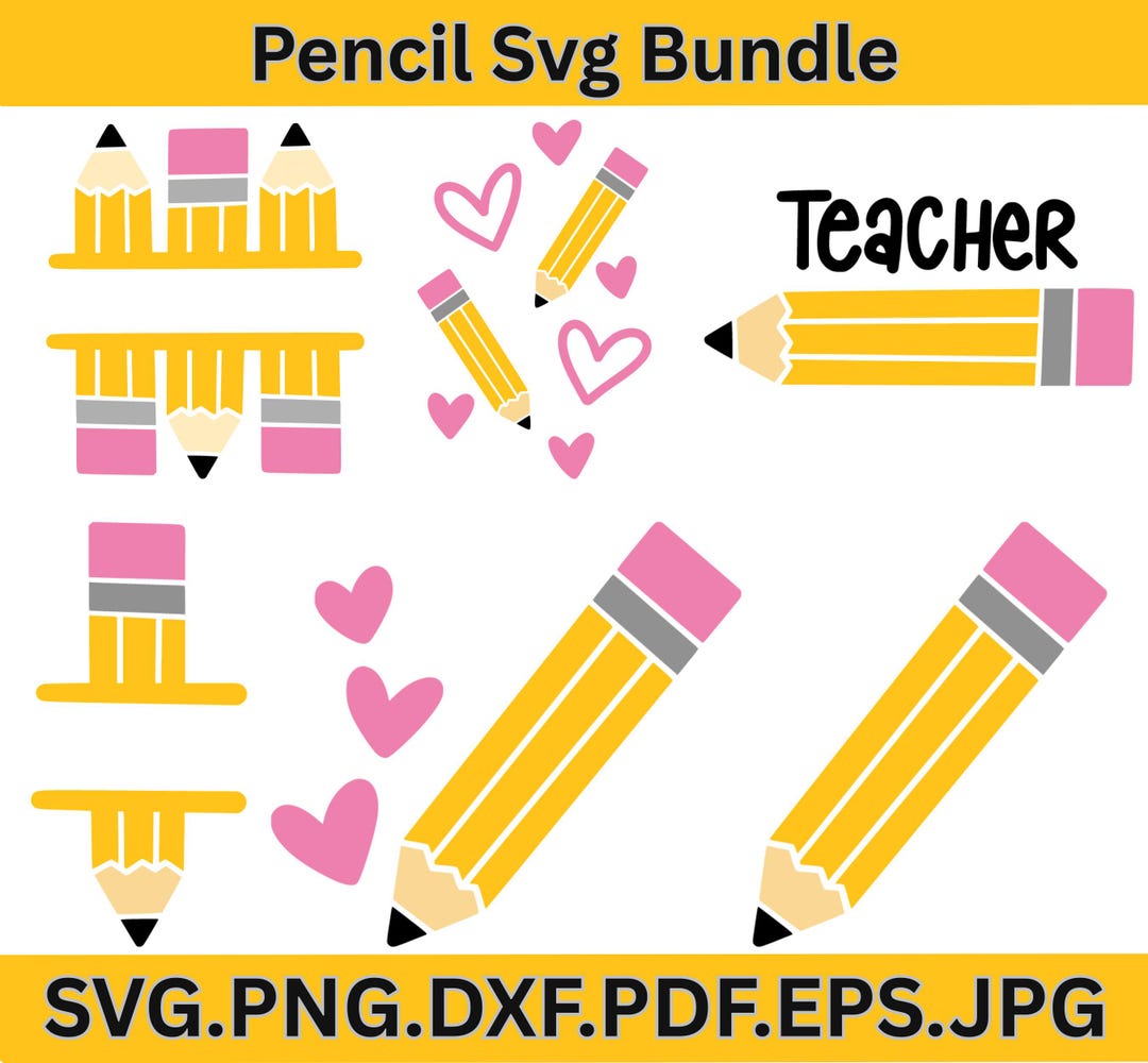 Pencil Mini SVG Bundle, Teacher Clipart, Back to School Cut Files ...
