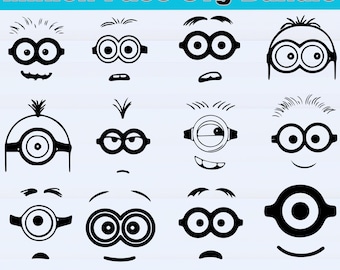Minion Face SVG Bundle: Cartoon Expressions Clipart (Digital Download)