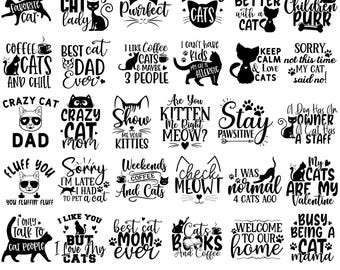 Cat SVG Bundle | Funny Cat Quotes, Kitty Clipart (Instant Download)