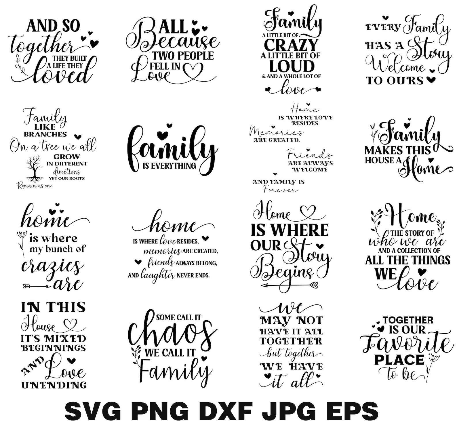 Family Quotes SVG Bundle | Farmhouse Rustic Home Decor (digital Files ...