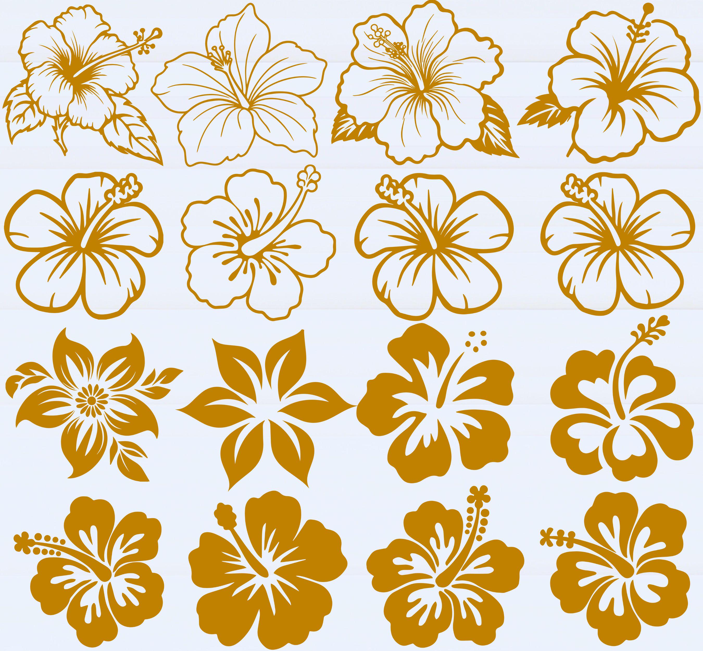 Hibiscus Flower SVG Bundle: Tropical Floral Clipart (digital Download ...