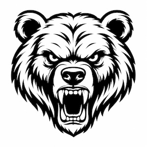Arg björnhuvud Svg, rytande grizzlybjörn Png, vild björnmaskot Clipart, djurlivsdesign, T-shirttryck, Svg Png Pdf