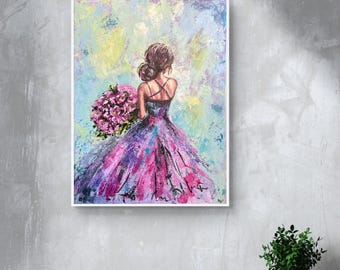 Lady with flowers Acrylic painting