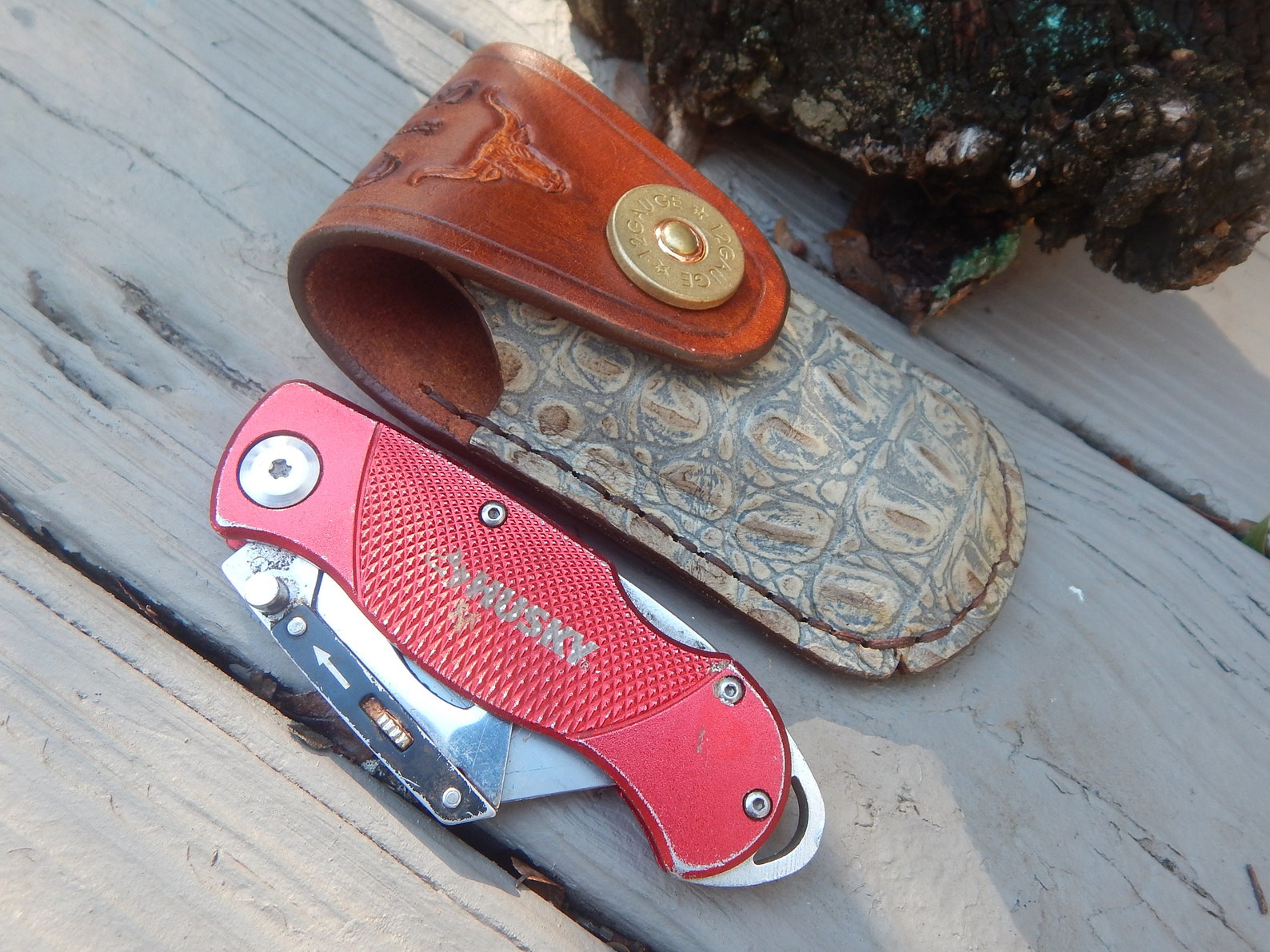 Folding Knife Sheath Heavy Leather Utility Knife Sheath Etsy