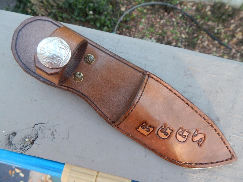 Custom Leather Knife Sheath W/ Name or Initials Etsy