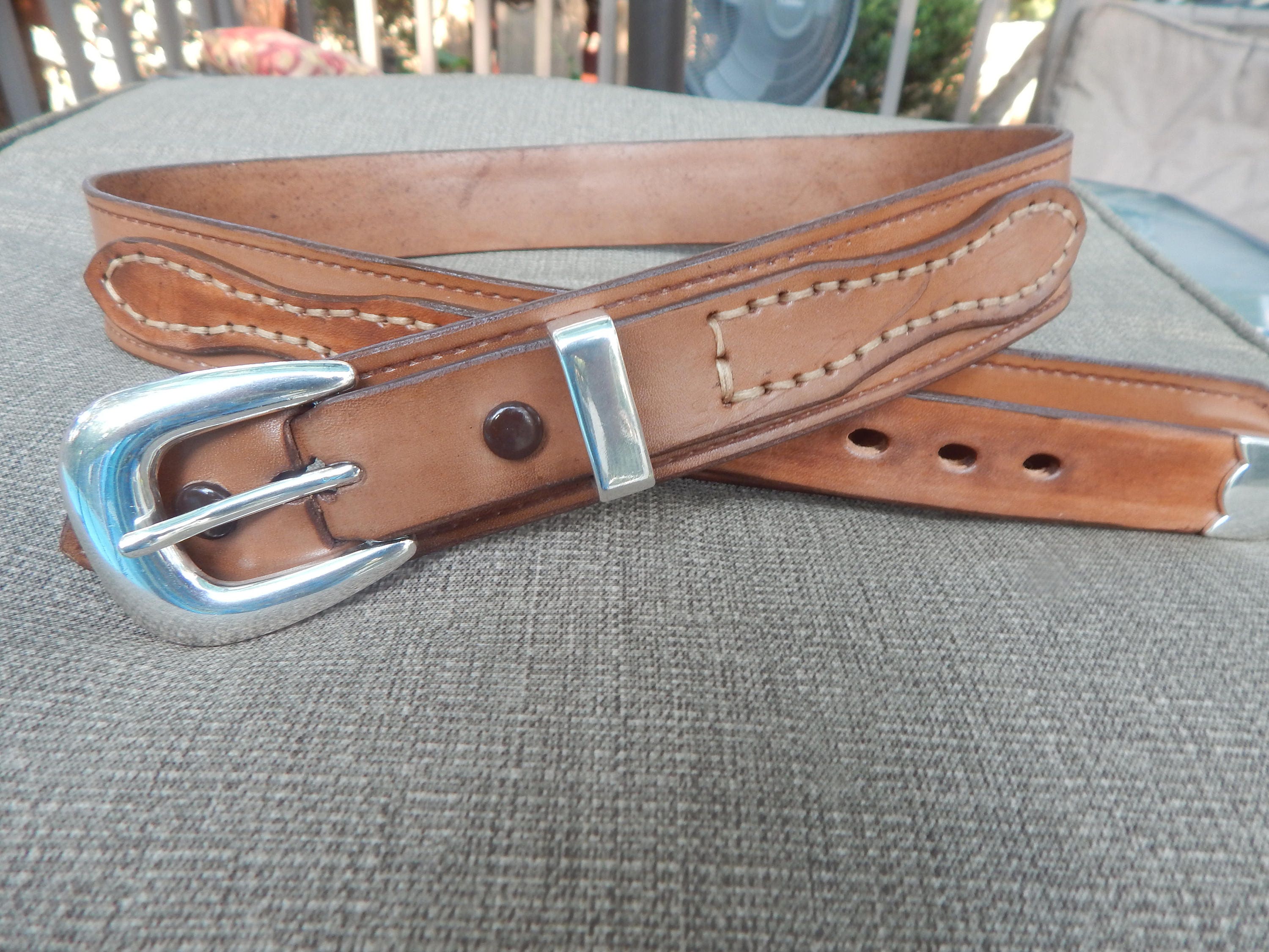 Texas Ranger Belt Heavyduty Leather W/ Bright Silver Buckle Etsy UK