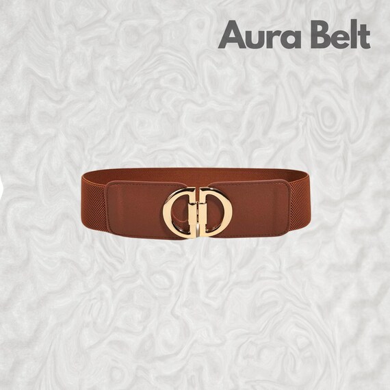 Brown Leather Wide Waist Belt: Women display picture 3