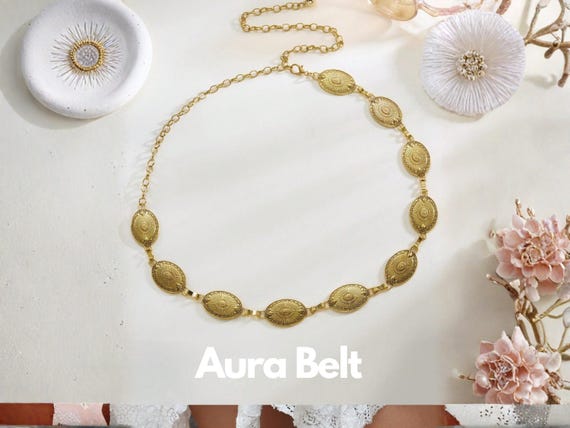 Bohemian Gold Waist Chain Belt for Women, Vintage Greek  display picture 3