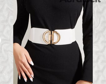 cacharel】 WHITE LEATHER wide BELT cacharel】 WHITE LEATHER