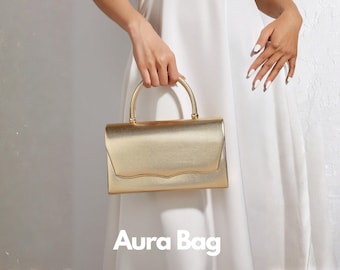 Gold Top Handle Evening Clutch Bag, Elegant Handbag for Wedding, Bridal Events, Parties and Formal Occasions Bags, Woman Evening Bags