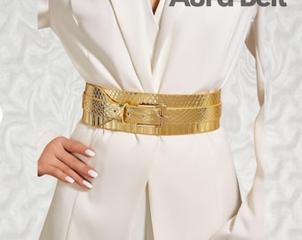White Leather Corset Belt: Wide Elastic Waist Belt With