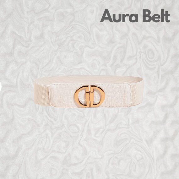 【cacharel】 WHITE LEATHER wide BELT cacharel】 WHITE LEATHER wide BELT Wide Leather Belt | Marciano