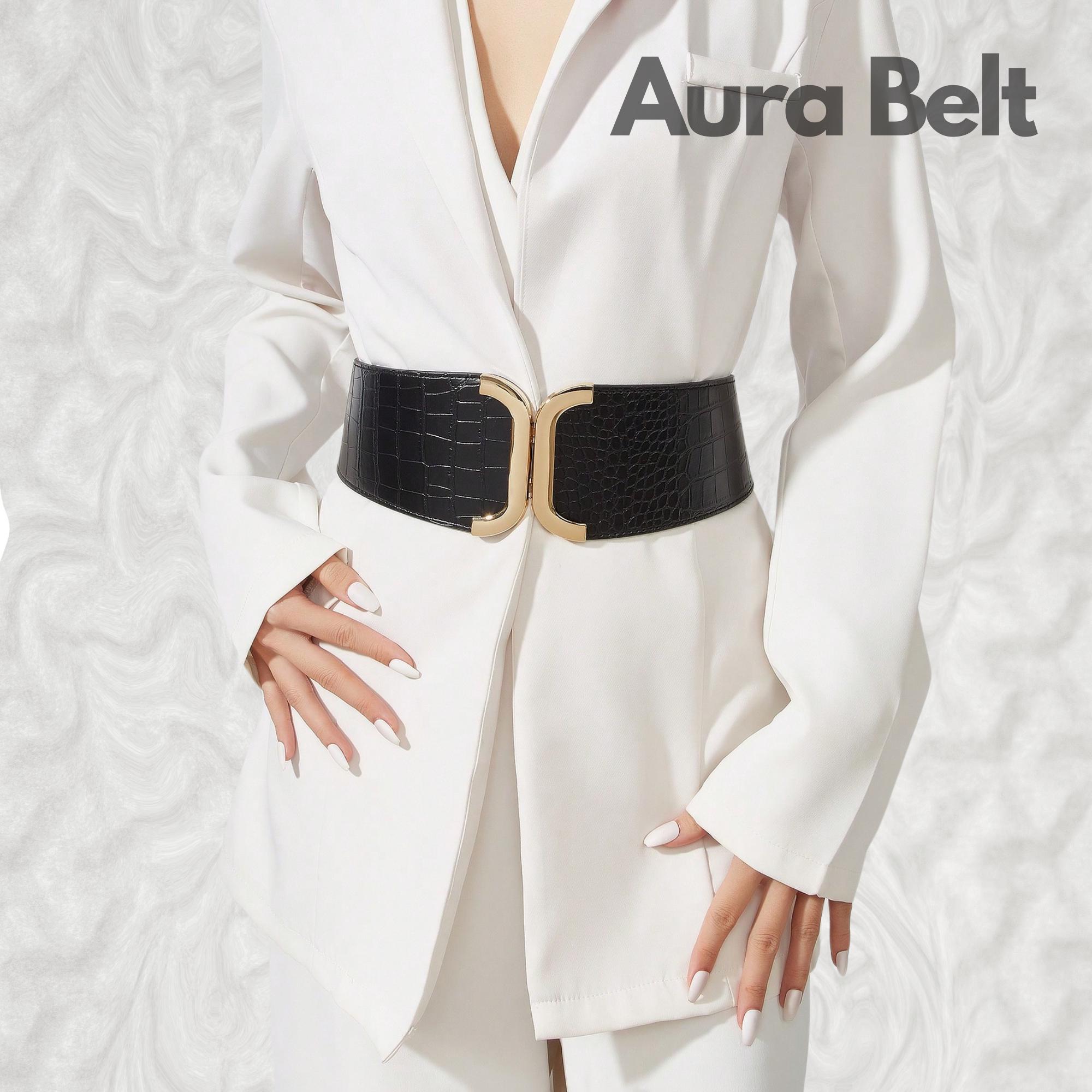 Black Leather Corset Belt: Wide Waist Belt With Leopard  display picture 2